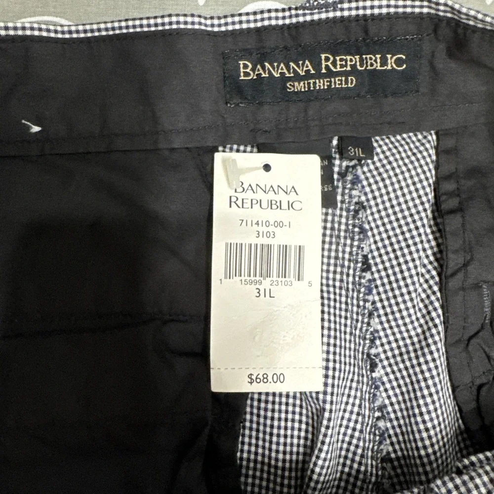 Vintage Banana Republic pants men's 31L Black White Houndstooth Smithfield NWT